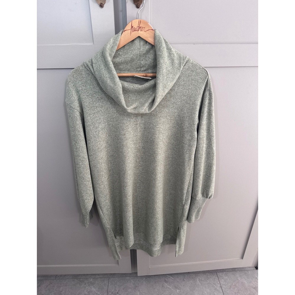 Maeve Anthropologie Cowl Neck Tunic Sweater Sage Green Heathered Knit XS